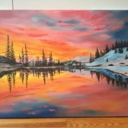 Πίνακας Ζωγραφικής - Δειλινό σε λίμνη