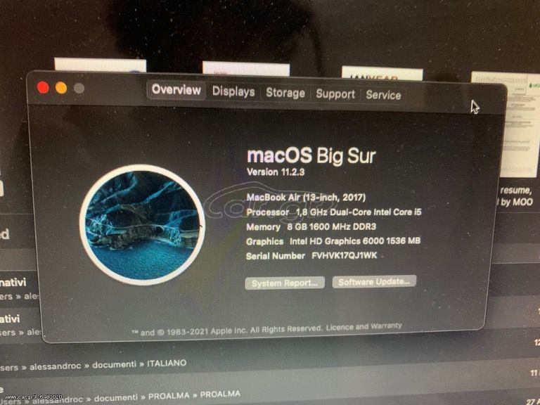 Apple Macbook Air 13.3" (i5/8GB/128GB) (2017) Silver GR