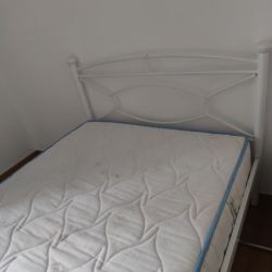 Κρεβάτι Μονό, Μεταλλικό-χρώματος λευκό, με Ορθοπεδικό Στρώμα