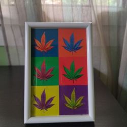 Κάδρο Λευκό 13x18cm Marijuana Leaves