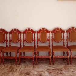 'ΕΞΙ σκαλιστές ξύλινες μεταχειρισμένες καρέκλες σαλονιού