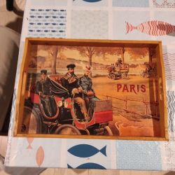 Vintage Parisienne ξύλινος δίσκος σερβιρίσματος